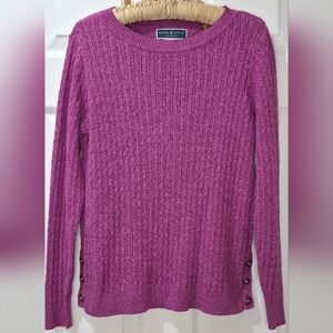 Karen Scott Magenta Cowl Neck Sweater 100% Cotton Petites Medium